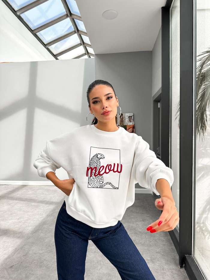 Kaplan Baskılı Şardonlu Sweatshirt