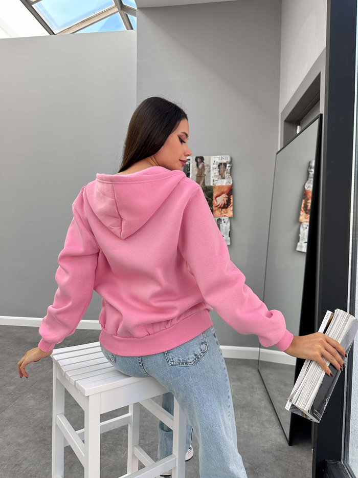 Kapüşonlu Fermuar Detay Sweatshirt