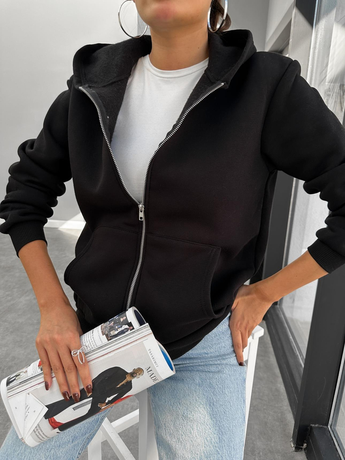 Kapüşonlu Fermuar Detay Sweatshirt