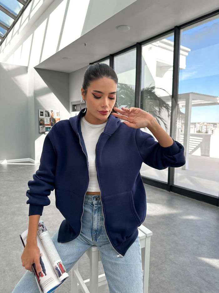 Kapüşonlu Fermuar Detay Sweatshirt