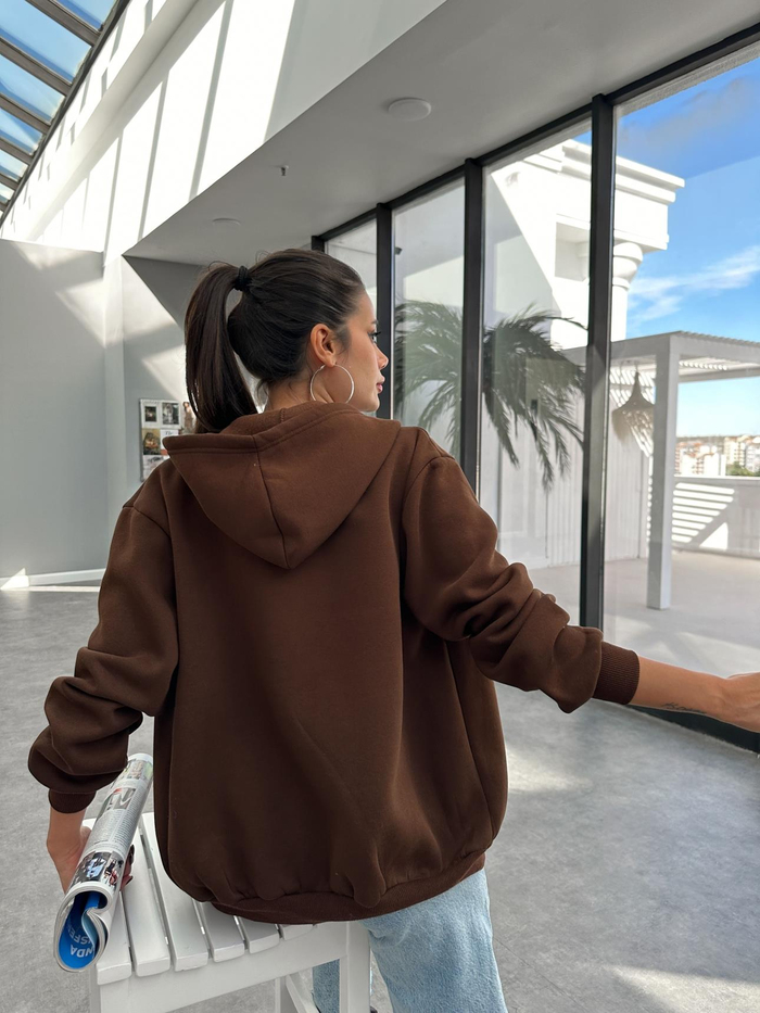 Kapüşonlu Fermuar Detay Sweatshirt