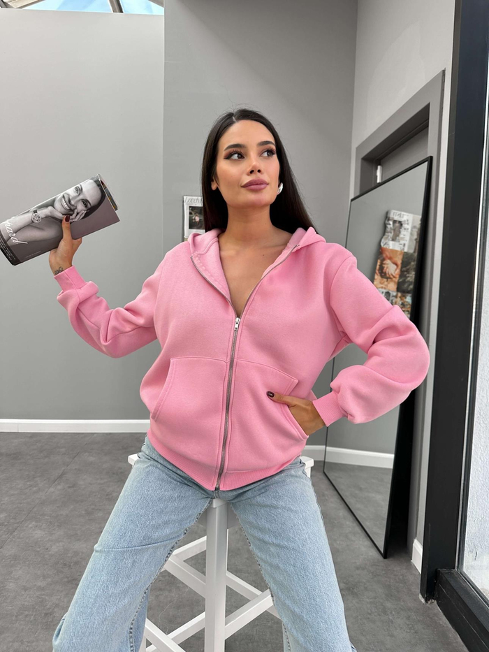 Kapüşonlu Fermuar Detay Sweatshirt