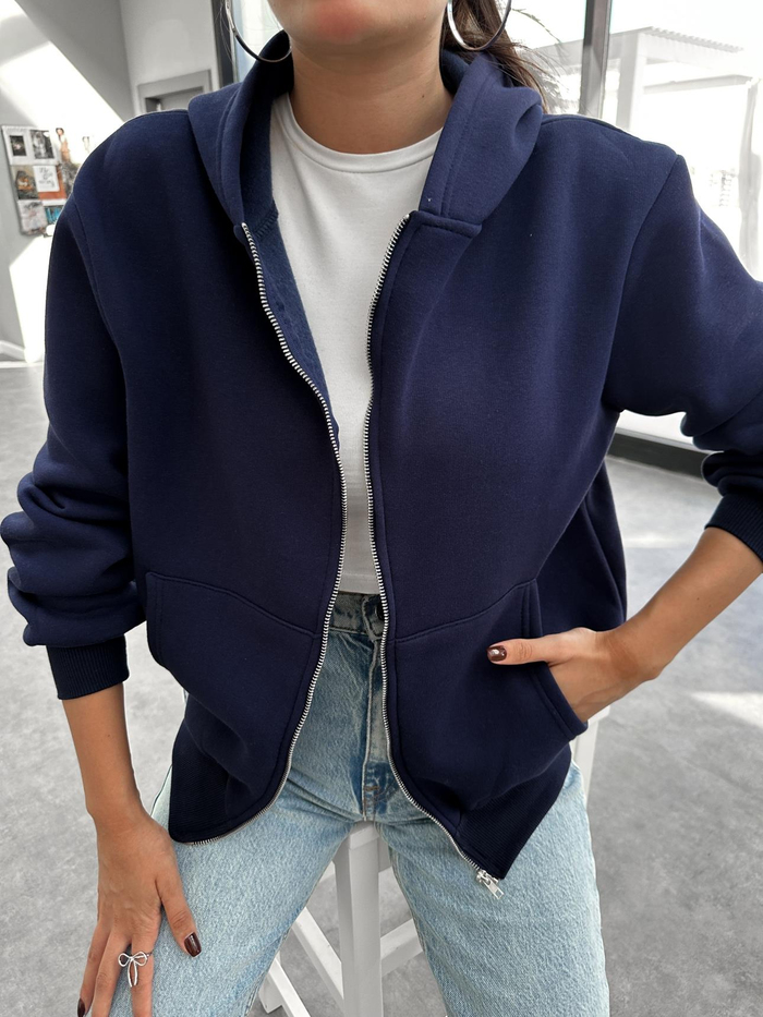 Kapüşonlu Fermuar Detay Sweatshirt