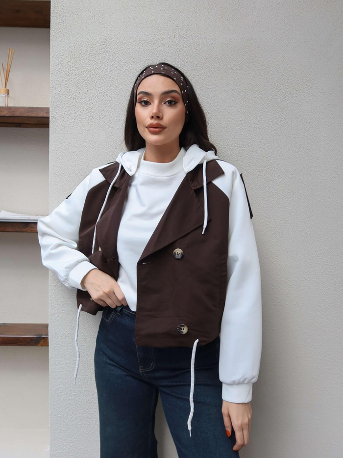 Kapüşonlu Kısa Trench