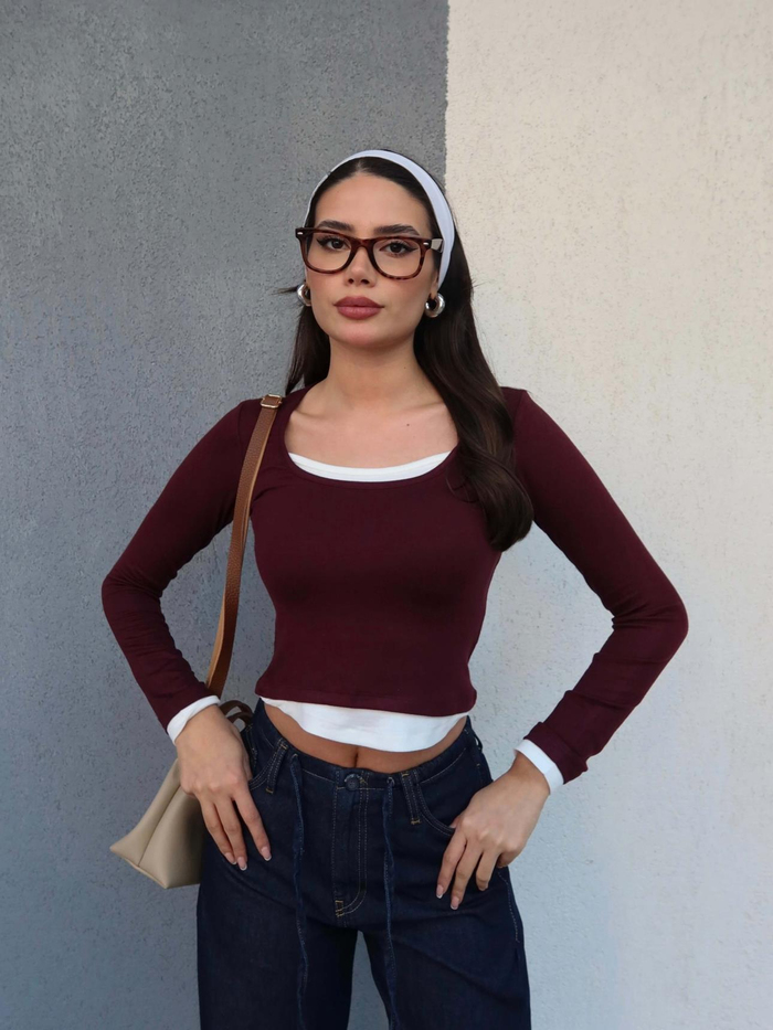 Kare Yaka Uzun Kollu Body