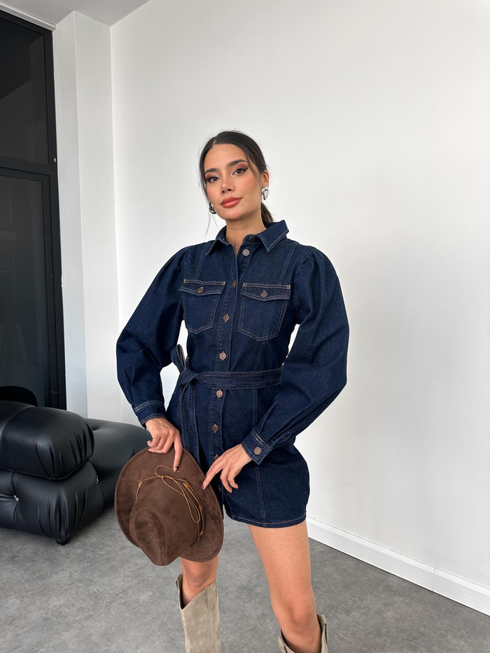 Karpuz Kol Denim Ceket Elbise