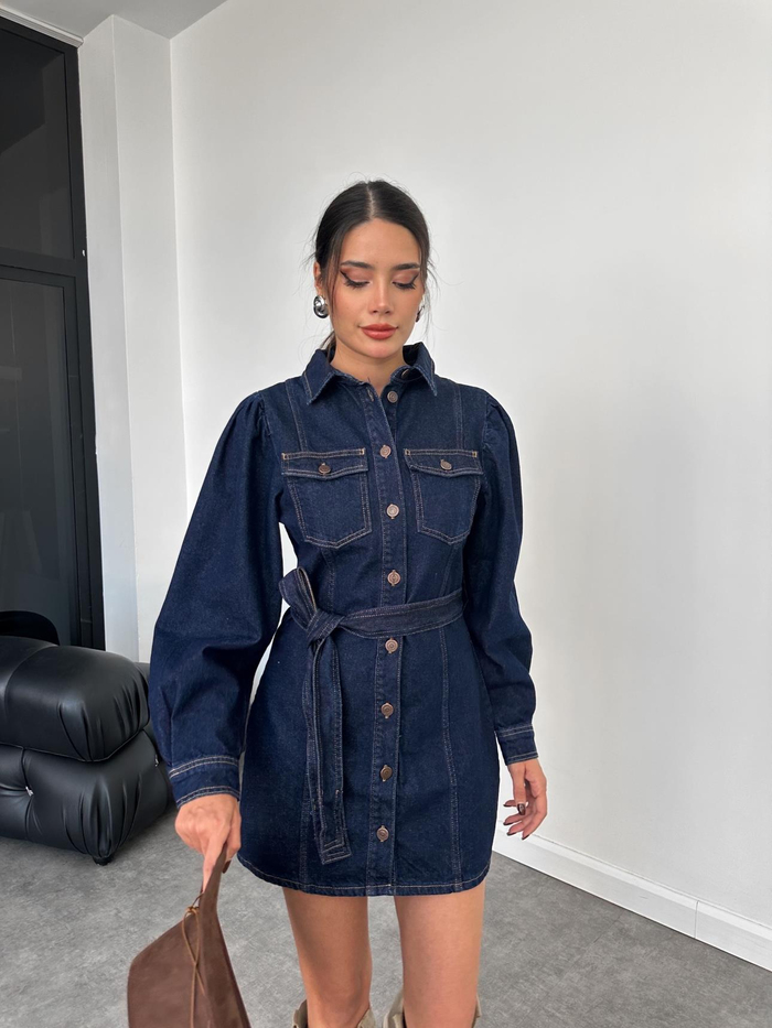 Karpuz Kol Denim Ceket Elbise