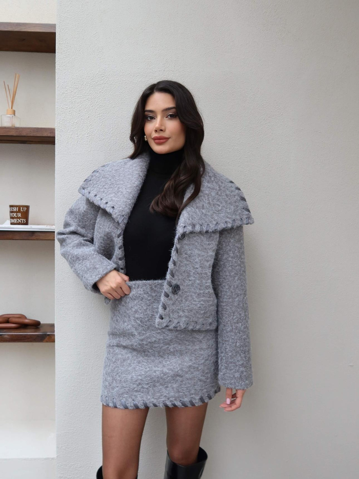 Kaşe Etek Ceket Takım