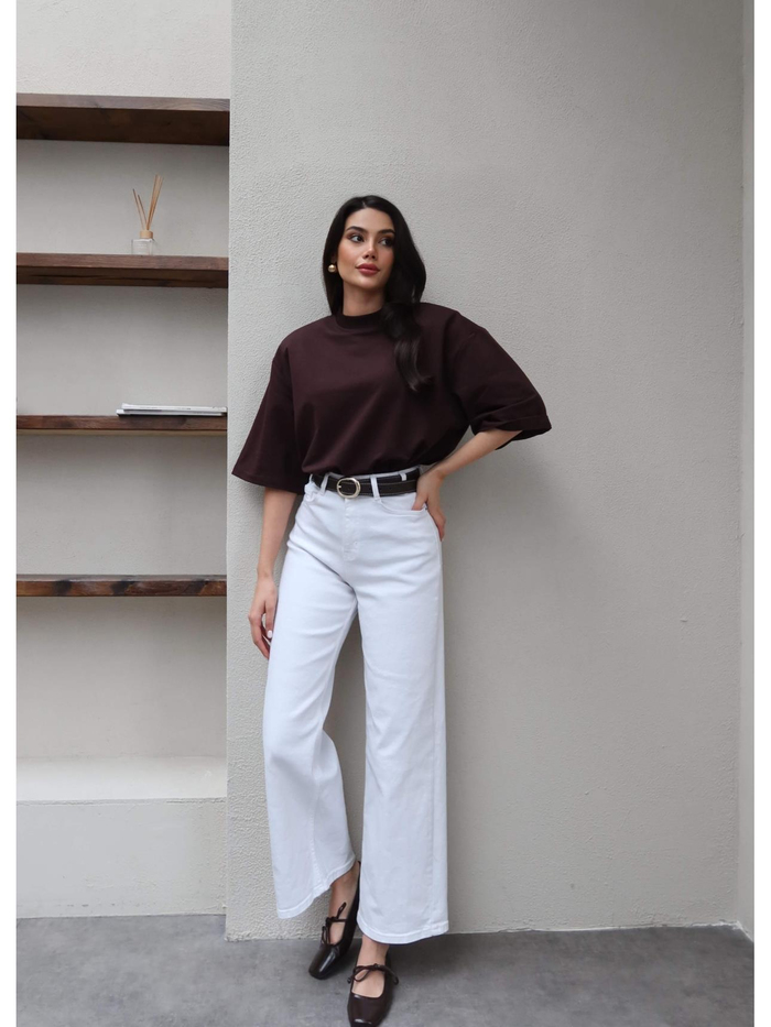 Kemerli Geniş Paça Jean