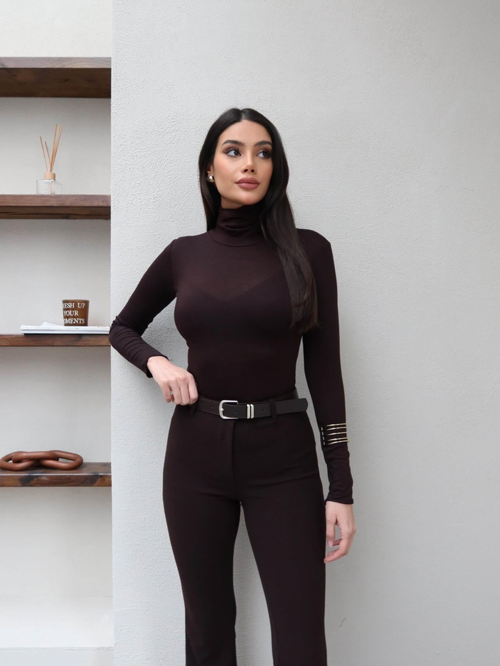 Kemerli İspanyol Paça Kumaş Pantolon