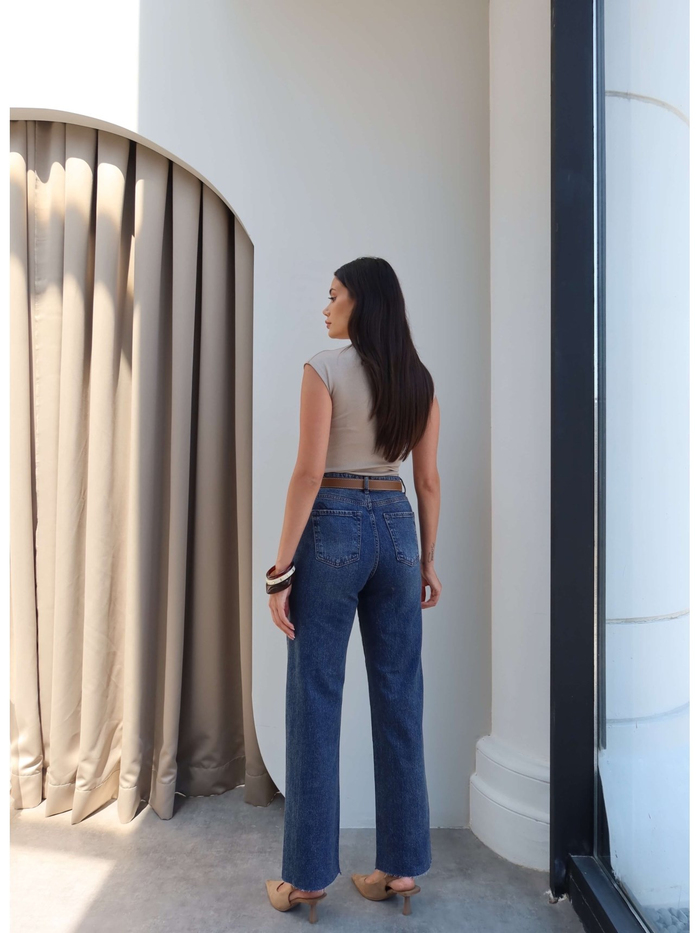 Kemerli Paça Kesik Orj Jean