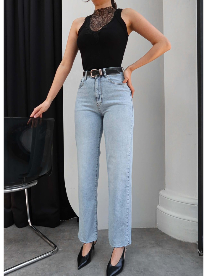Kemerli Paça Kesik Orj Jean