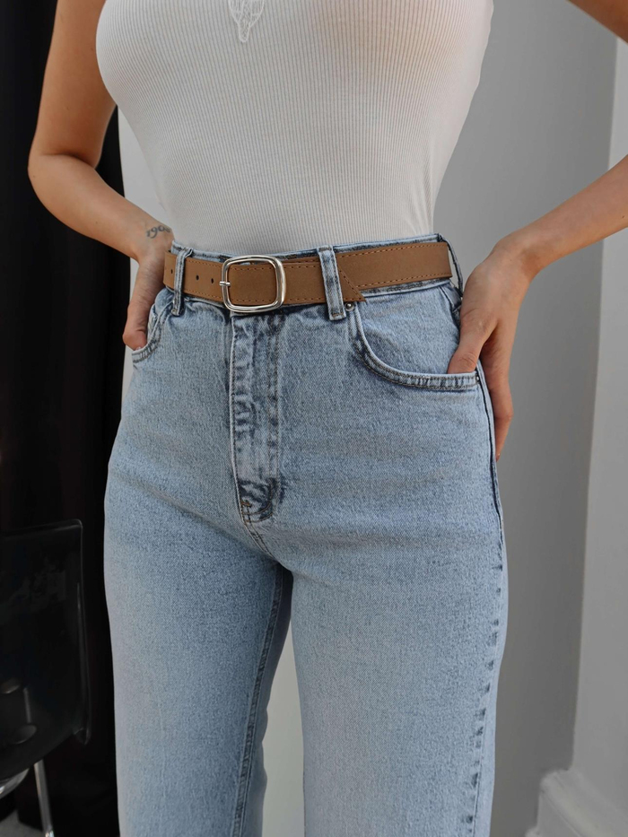 Kemerli Paça Kesik Orj Jean
