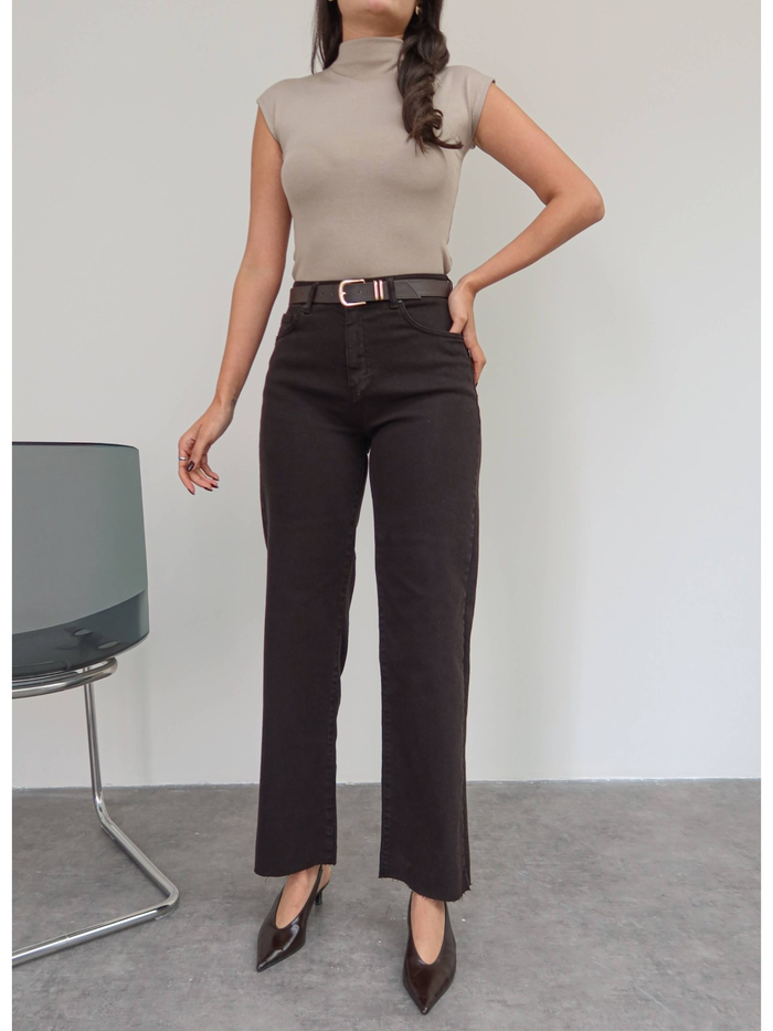 Kemerli Paça Kesik Orj Jean