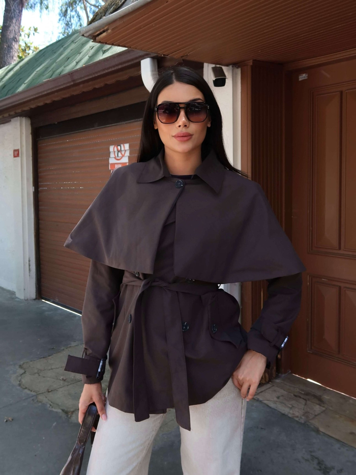 Kemerli Pelerin Detay Trench