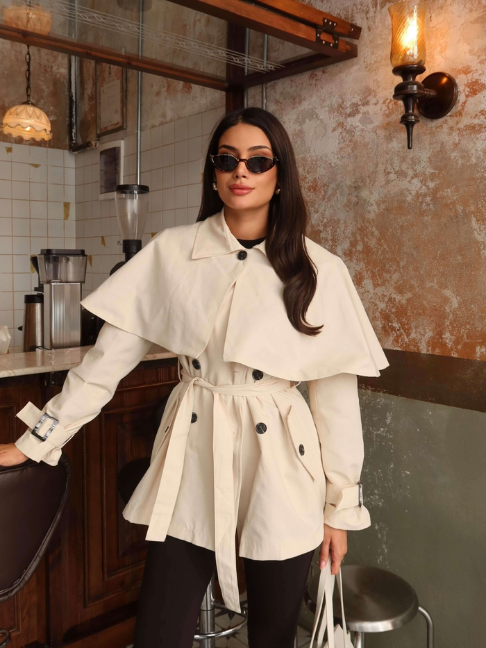 Kemerli Pelerin Detay Trench