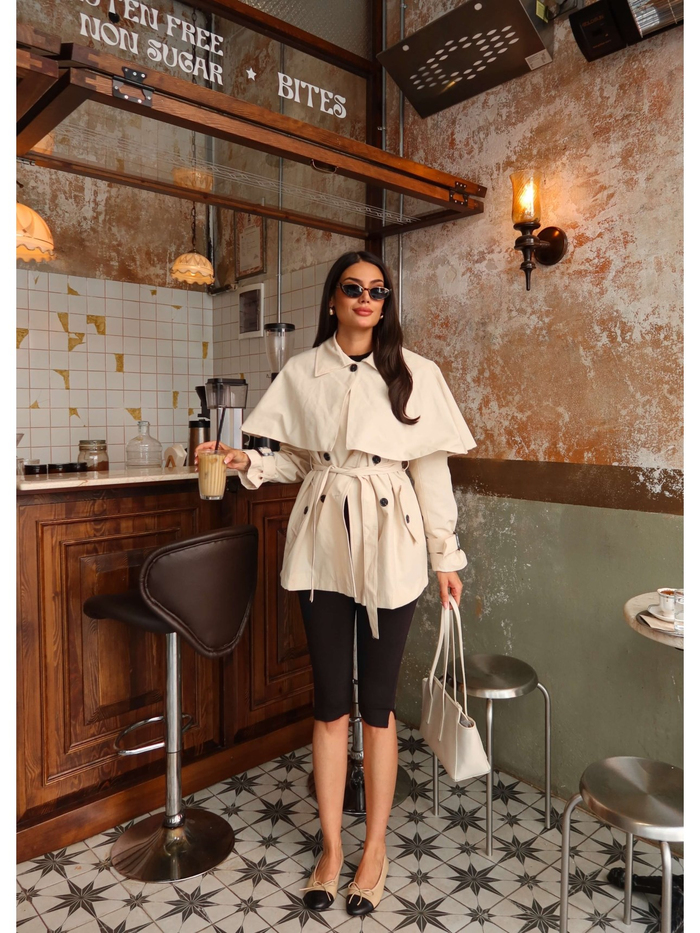 Kemerli Pelerin Detay Trench