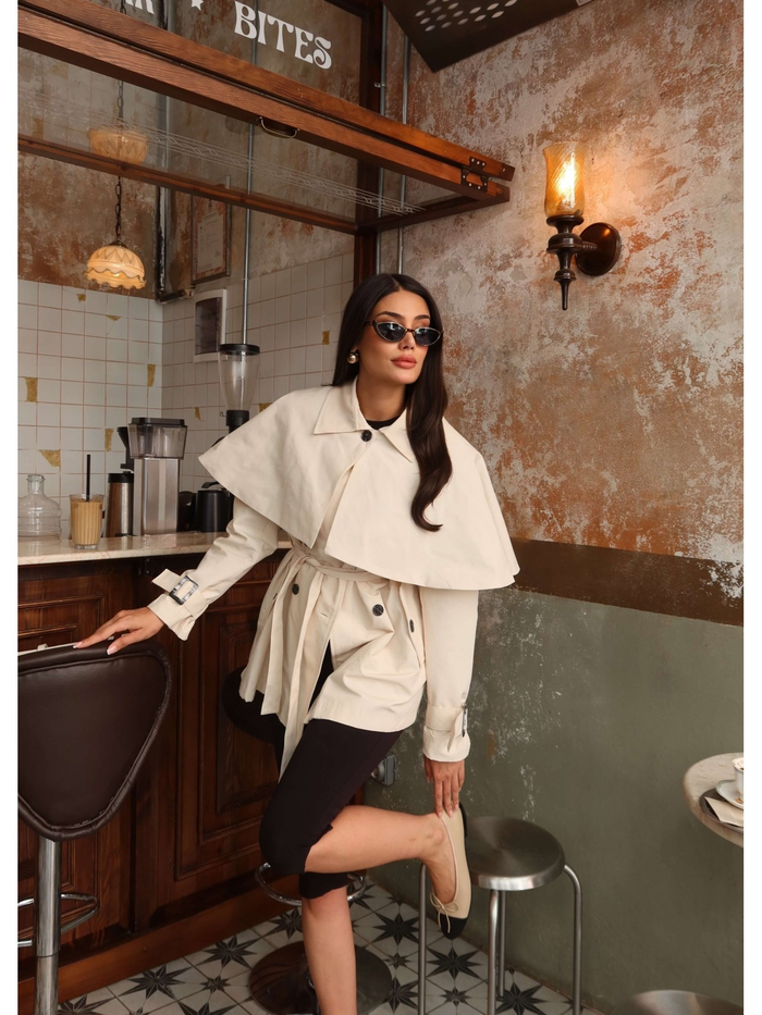 Kemerli Pelerin Detay Trench
