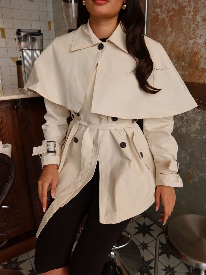 Kemerli Pelerin Detay Trench
