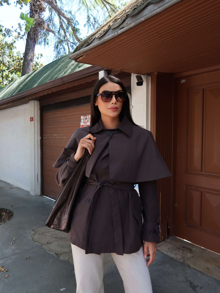 Kemerli Pelerin Detay Trench