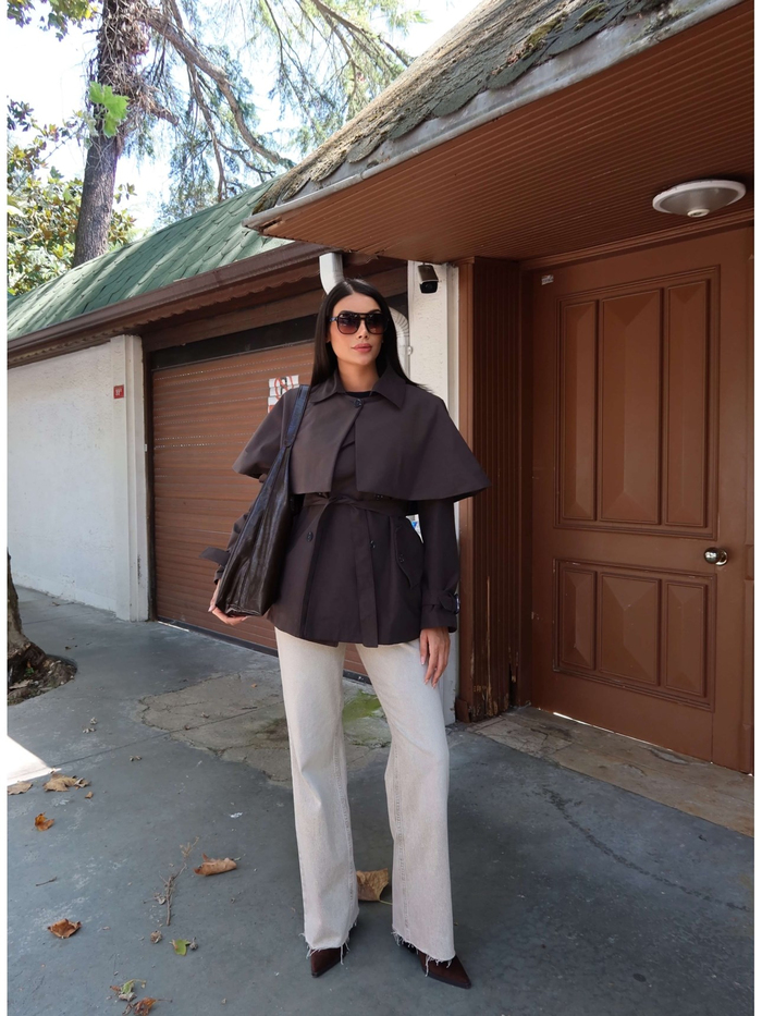 Kemerli Pelerin Detay Trench