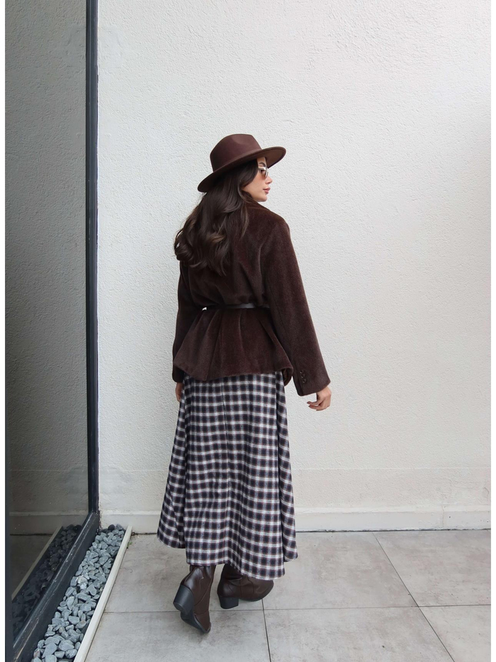 Kemerli Peluş Blazer Ceket