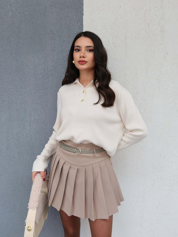 Kemerli Piliseli Kısa Etek