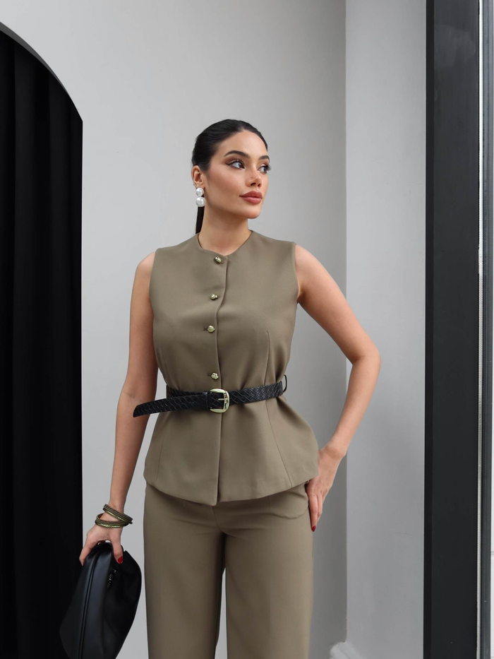 Kemerli Yelek Pantolon Takım