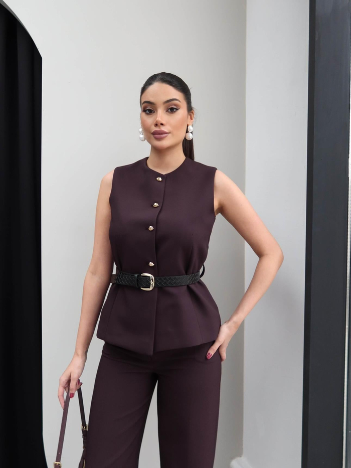 Kemerli Yelek Pantolon Takım