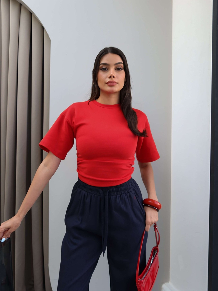 Keten Karışımlı Geniş Paça Pantolon