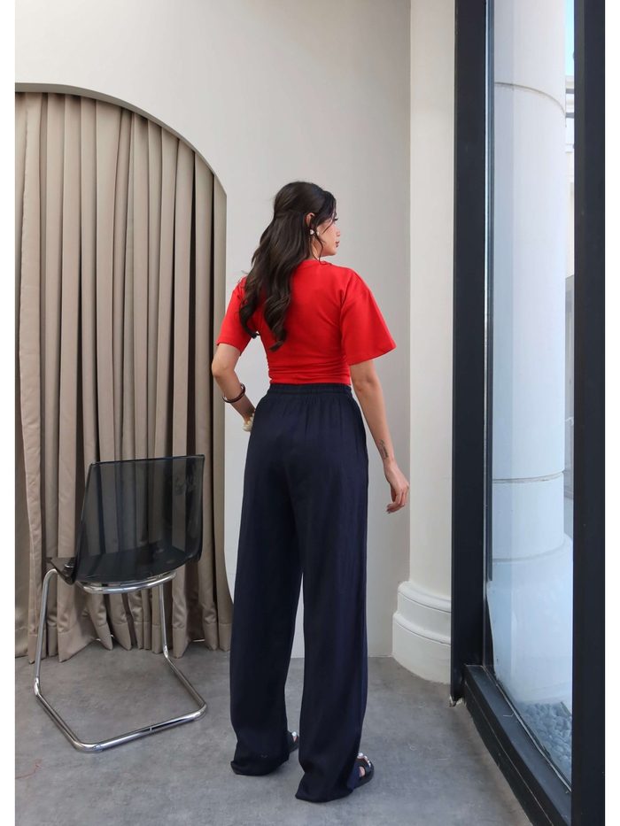 Keten Karışımlı Geniş Paça Pantolon