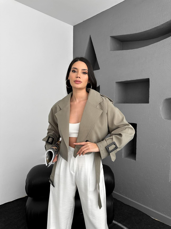 Khaki Parkas Kısa Ceket