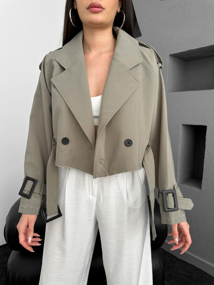 Khaki Parkas Kısa Ceket
