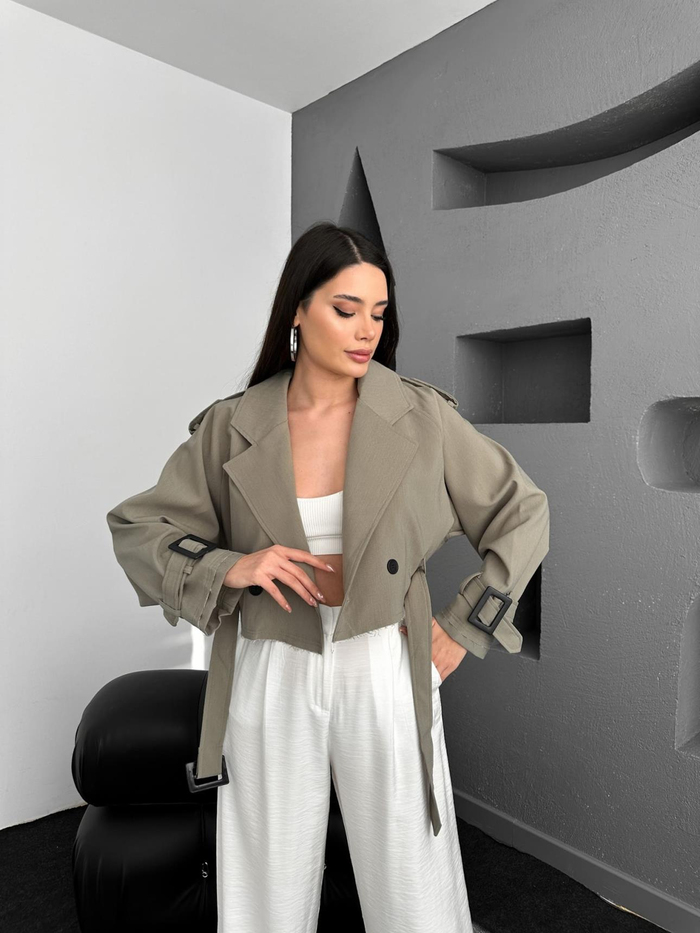 Khaki Parkas Kısa Ceket