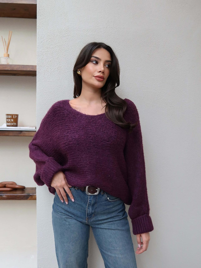 Kol Katlamalı Bisiklet Yaka Triko Kazak