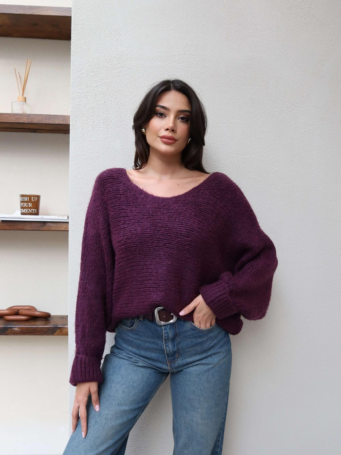 Kol Katlamalı Bisiklet Yaka Triko Kazak
