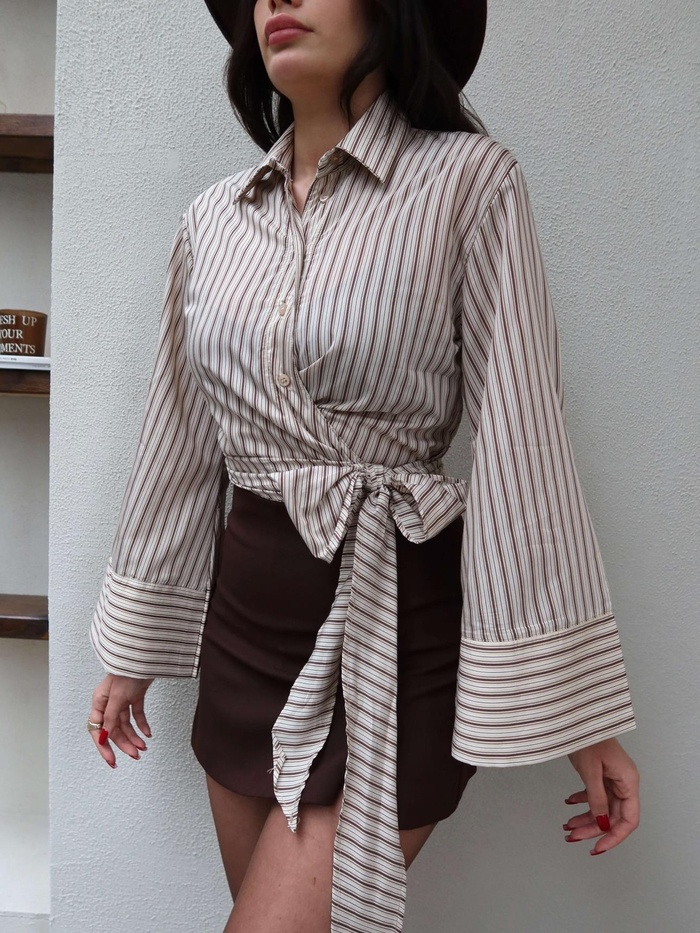 Kol Manşet Yan Bağlamalı Gömlek