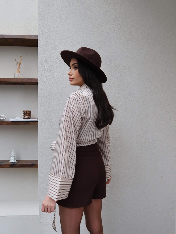 Kol Manşet Yan Bağlamalı Gömlek