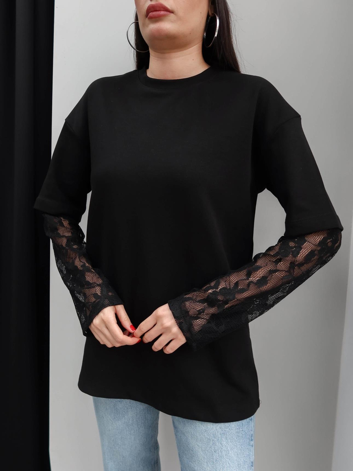 Kolları Dantel Oversize Tshirt