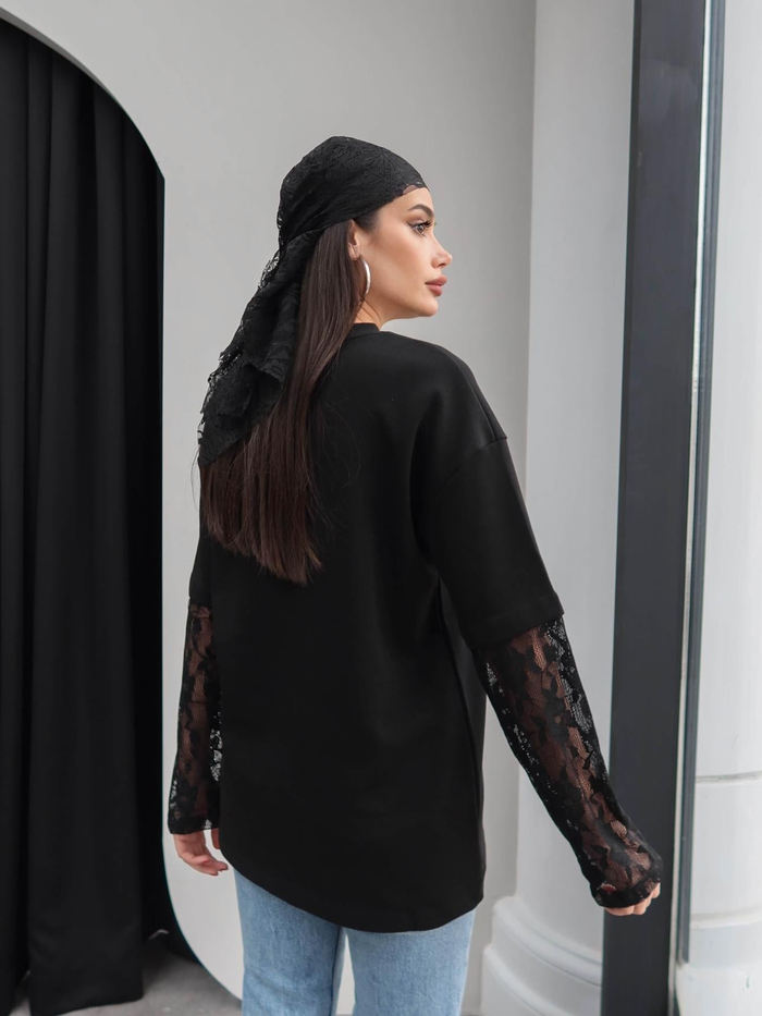 Kolları Dantel Oversize Tshirt