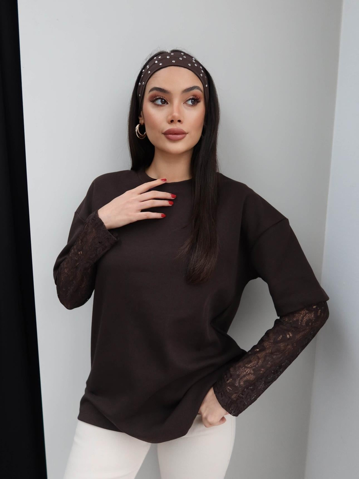 Kolları Dantel Oversize Tshirt