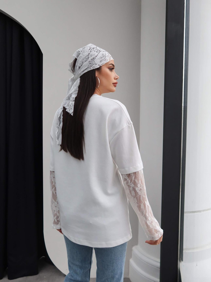 Kolları Dantel Oversize Tshirt