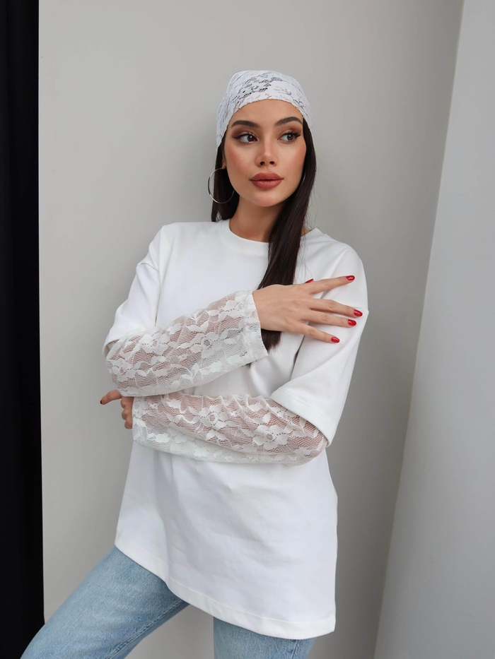 Kolları Dantel Oversize Tshirt