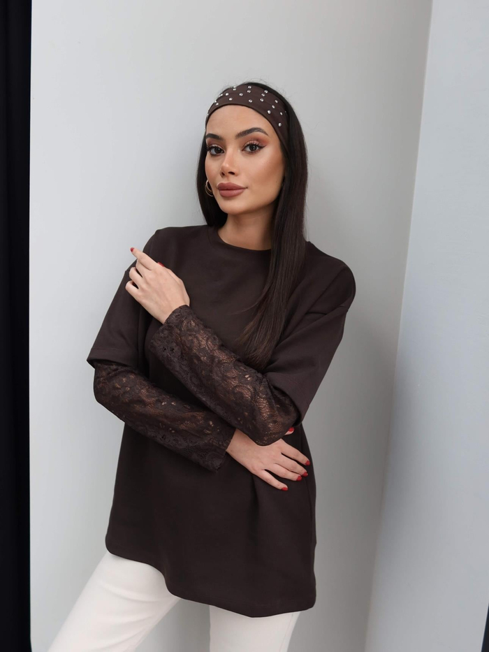 Kolları Dantel Oversize Tshirt