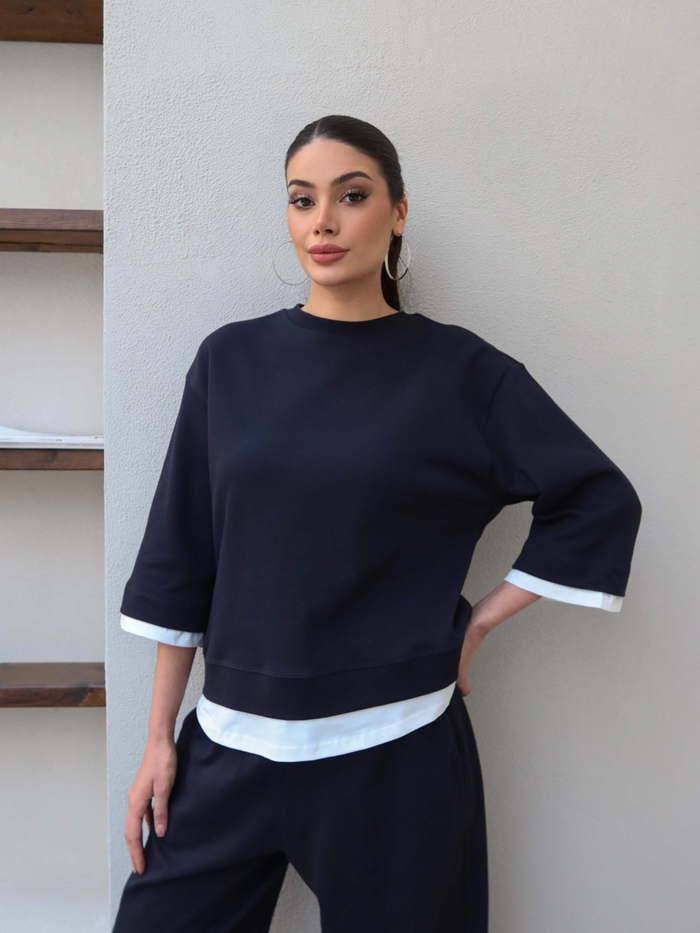 Kontrast Detay Sweat Pantolon Takım