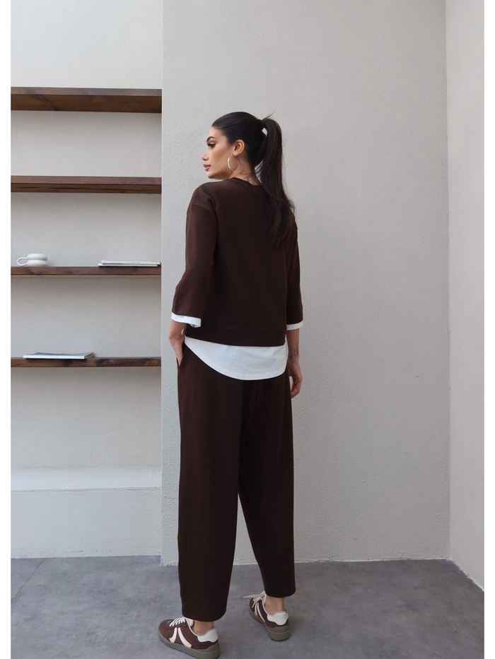 Kontrast Detay Sweat Pantolon Takım