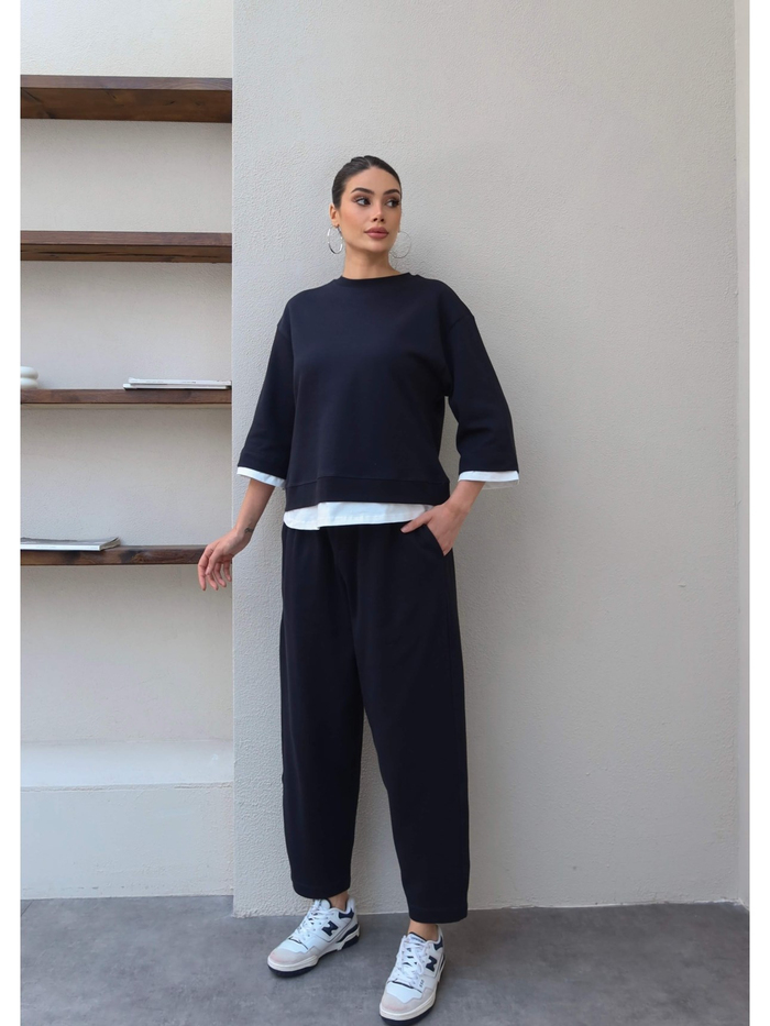 Kontrast Detay Sweat Pantolon Takım