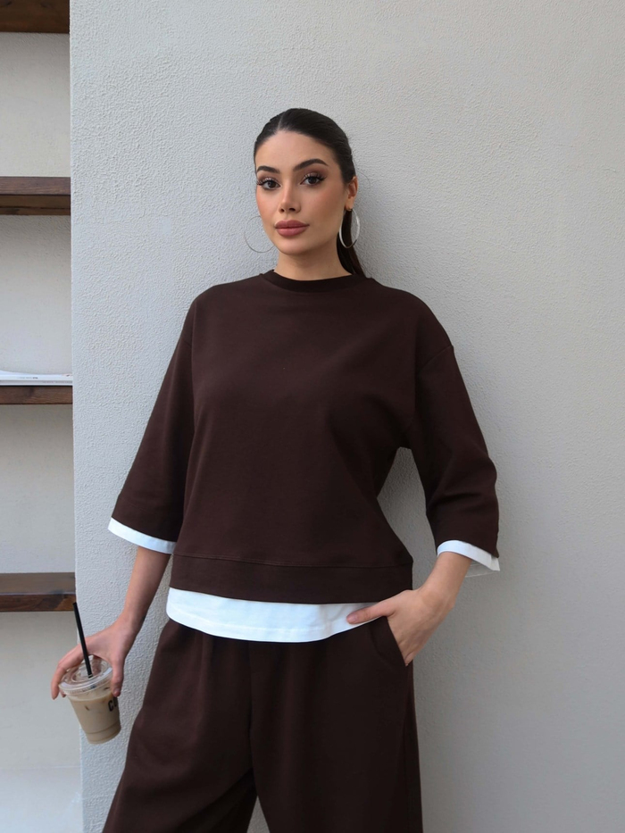 Kontrast Detay Sweat Pantolon Takım
