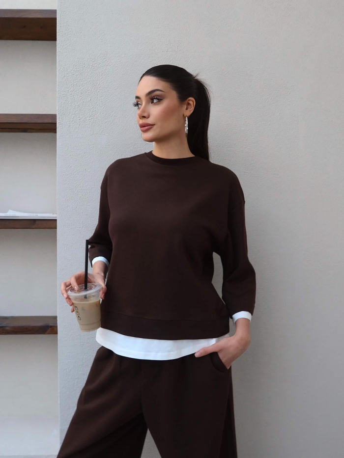 Kontrast Detay Sweat Pantolon Takım