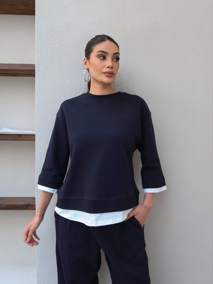 Kontrast Detay Sweat Pantolon Takım